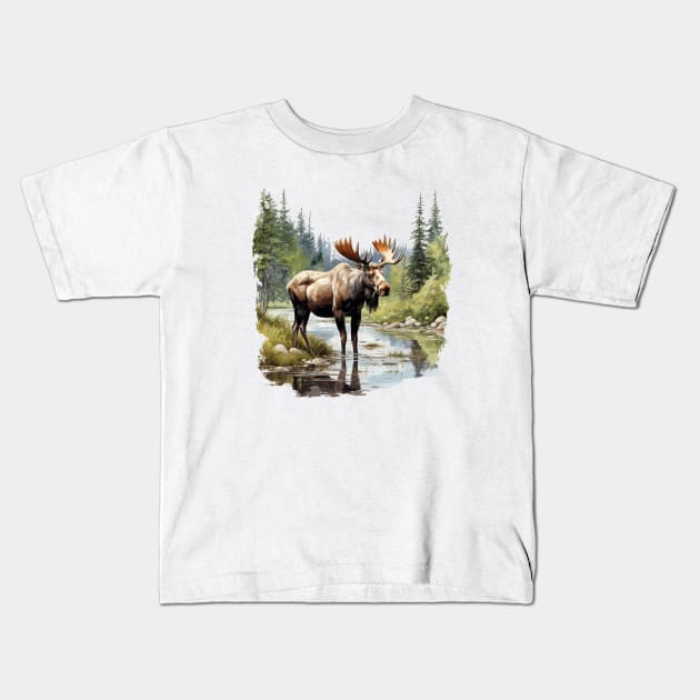 Wild Moose Kids T-Shirt by zooleisurelife